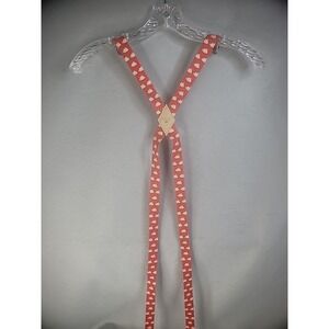 Vintage Old Spice Suspenders Red White Ships Pants Holder Upper Clips